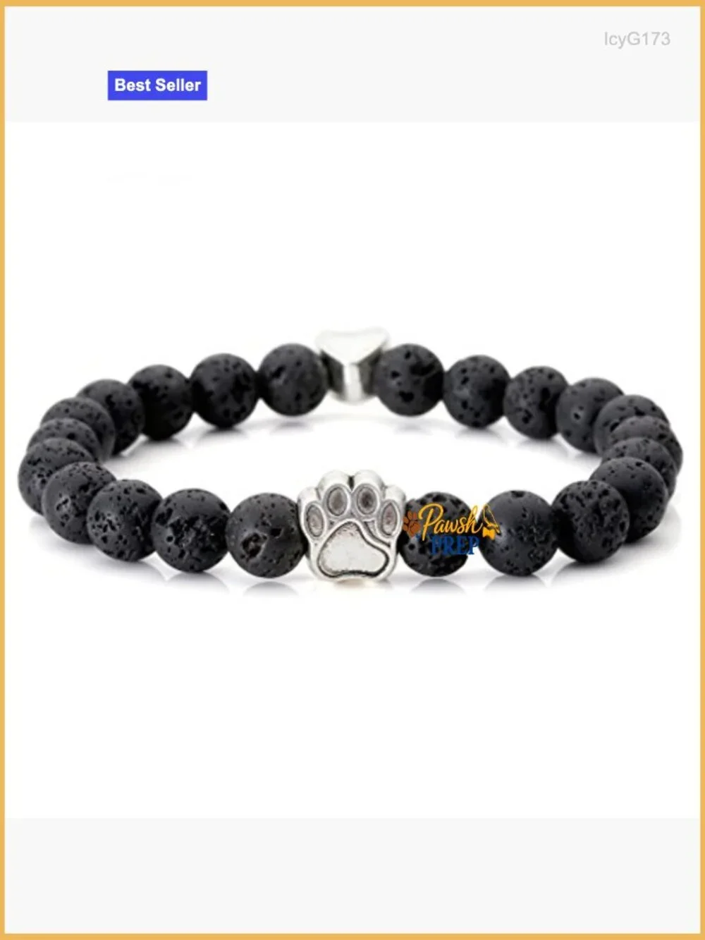 4pc Stretch Bracelet Set with Healing Crystals and Paw Charm